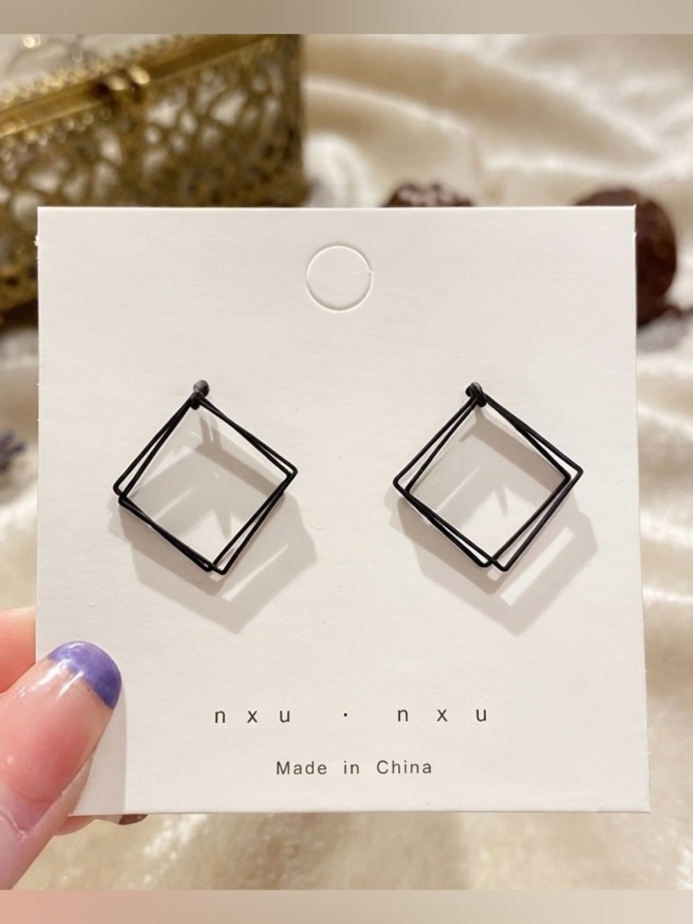 Black Geometric Double Square Stud Earrings. Women’s jewelry.3 for $10! NWT